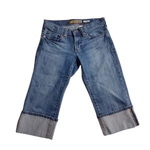 Old Navy Jeans Low Waist Stretch Cropped Capri Cuffed Blue Denim Size 2